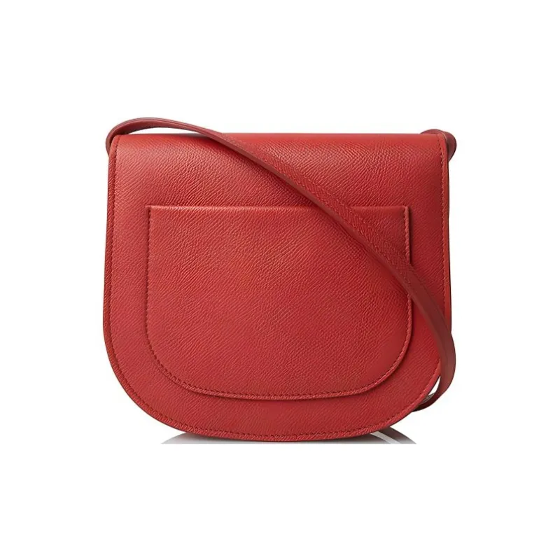 CELINE Cow Leather Saddle Bag Shoulder Bag Crossbody Bag Small Size Women's Red-1