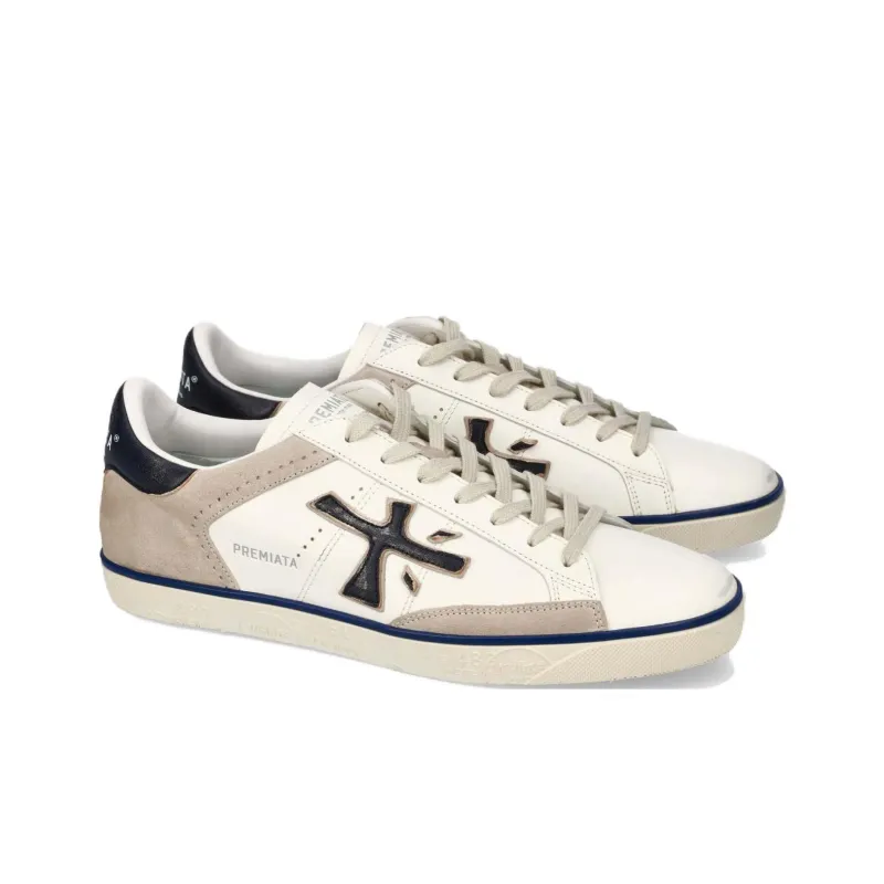 PREMIATA Steven Low Top Skateboard Shoes Men's White Gray-3