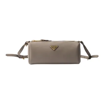 PRADA Cow Leather Shoulder Bag Women's Mud Gray