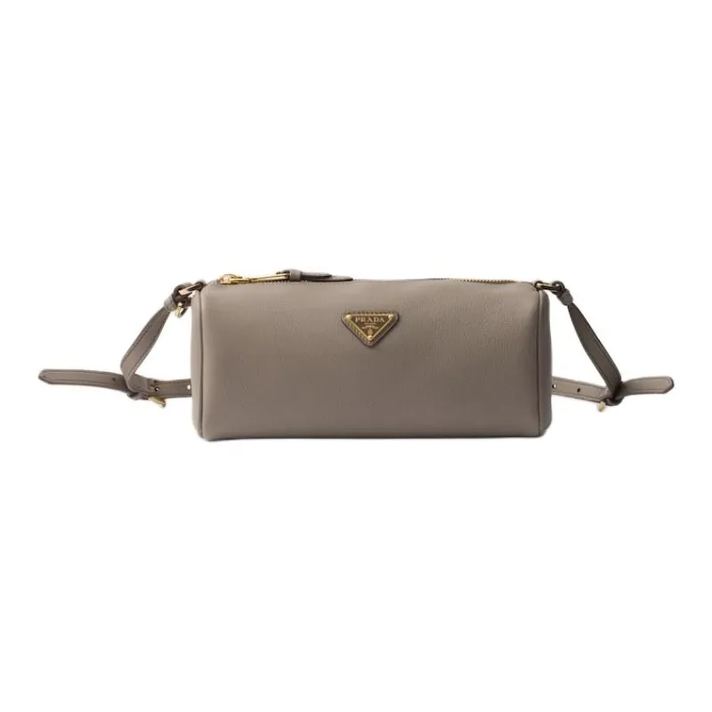 PRADA Cow Leather Shoulder Bag Women's Mud Gray-0