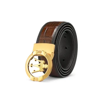 Maserati Crocodile Leather Belts Men's 3.4cm