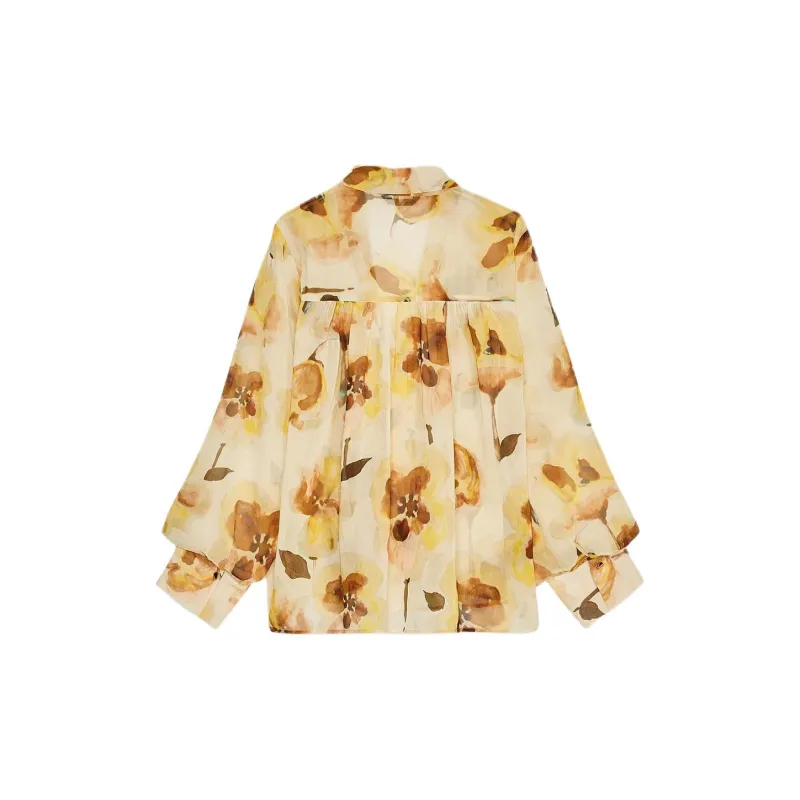 ZARA Shirt Women's Light Apricot Cream/Yellow-1