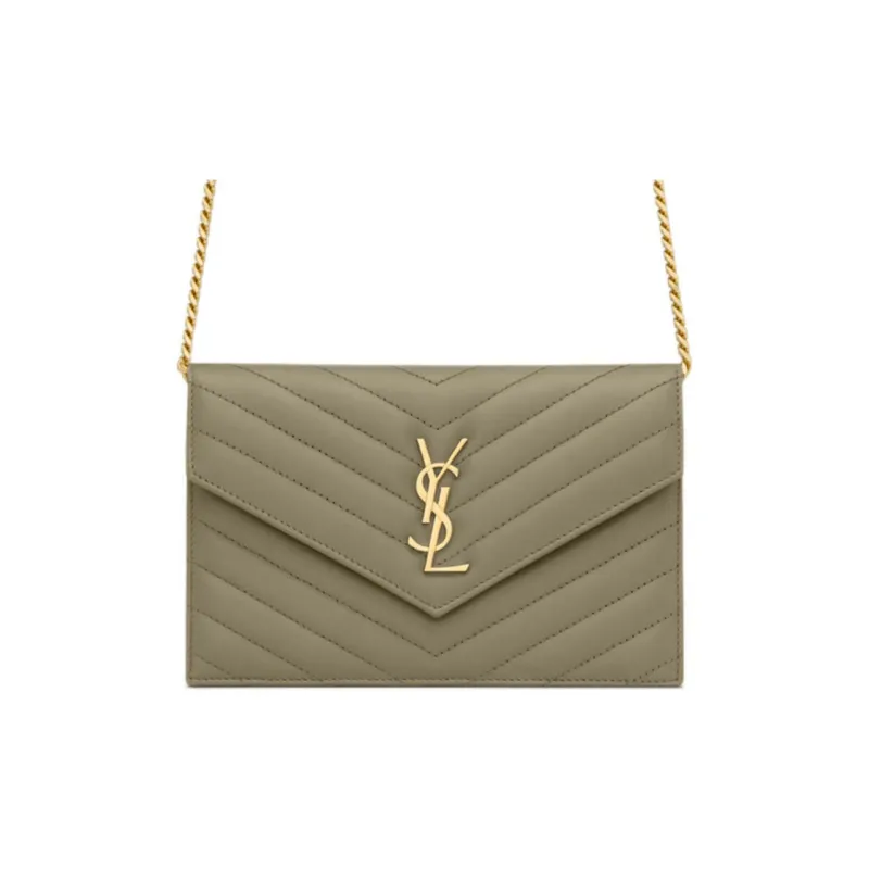 SAINT LAURENT CASSANDRE Sheepskin Crossbody Bag, Shoulder Bag Trumpets Women's Dark Moss Green-5