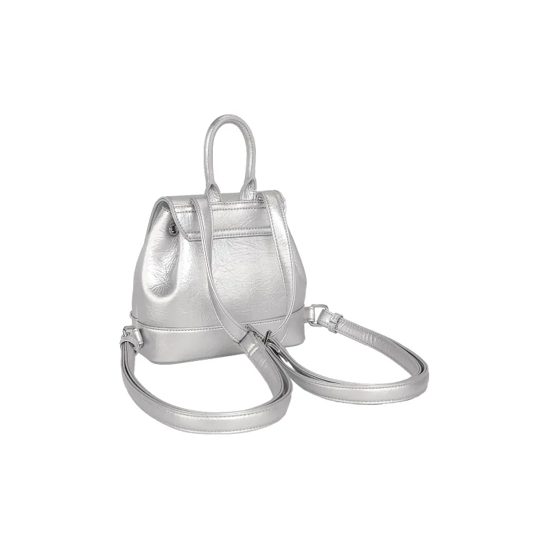 TOUTOU PU Backpack Handbag Medium Size Women's Cream White/Raw Chocolate-2