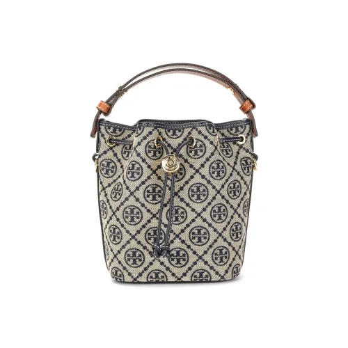 TORY BURCH T Monogram Mini Bucket Bag Navy