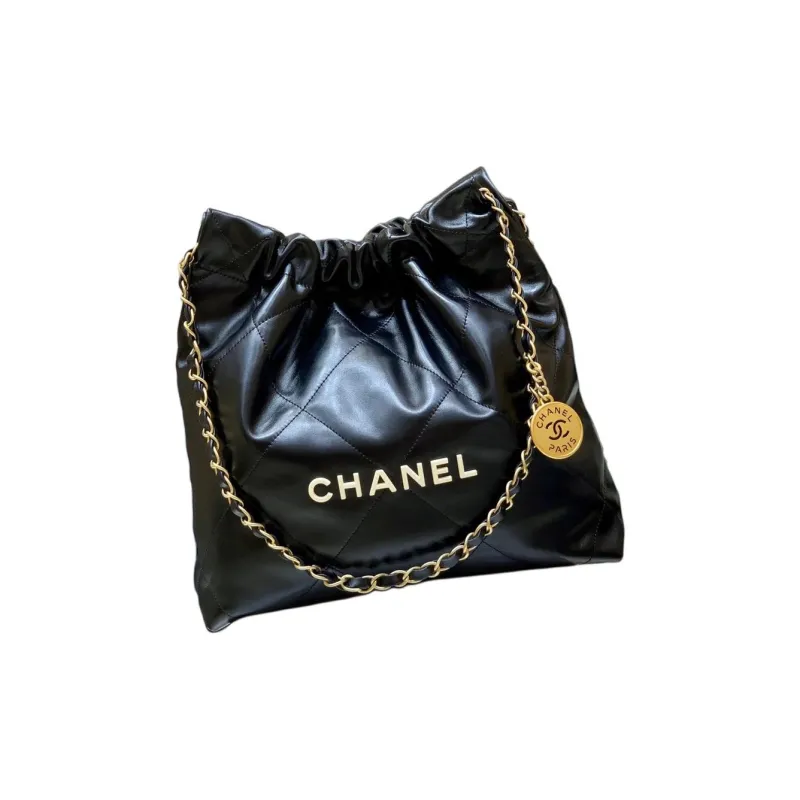 CHANEL 22Bag Smooth Finish Calfskin Tote Bag, Shopping Bag, Portable Crossbody Bag, Shoulder Bag Tubas Women's Black-3