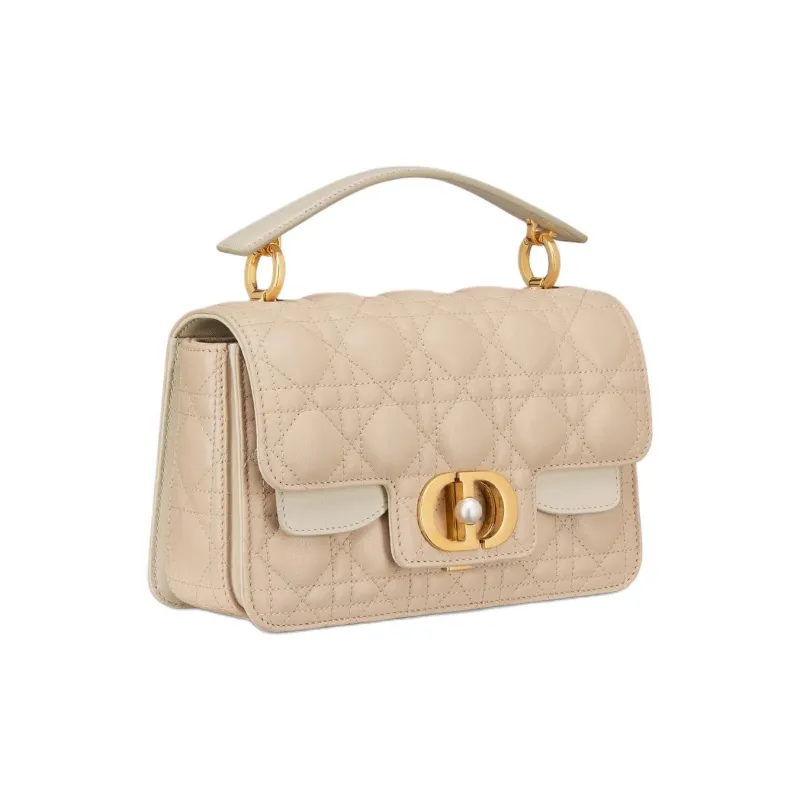 DIOR Jolie Cow Leather Shoulder Bag Crossbody Bag Handbag Small Size Women's Gray Ivory & Blush Beige-1