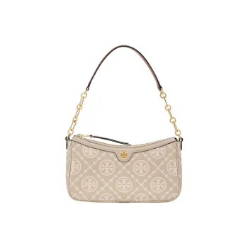 TORY BURCH T Monogram Cowhide Leather Handbag, Shoulder Bag Women's Gray