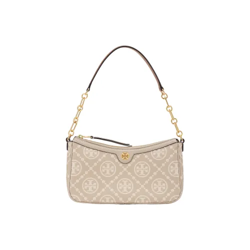 TORY BURCH T Monogram Cowhide Leather Handbag, Shoulder Bag Women's Gray