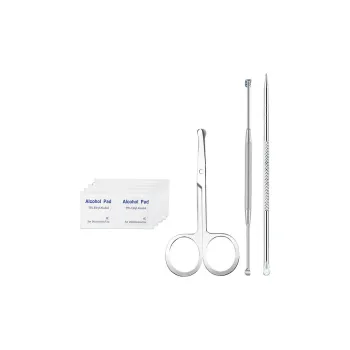 JINGLINGLONG Face Protective Tool Three-Piece Set Cellulose Nose Hair Clipper Ear Pick Acne Needle And Pimple Extractor