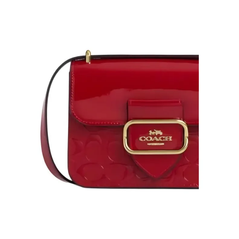 COACH Morgan Cow Leather Handbag, Shoulder Bag Trumpets Women's Red-3