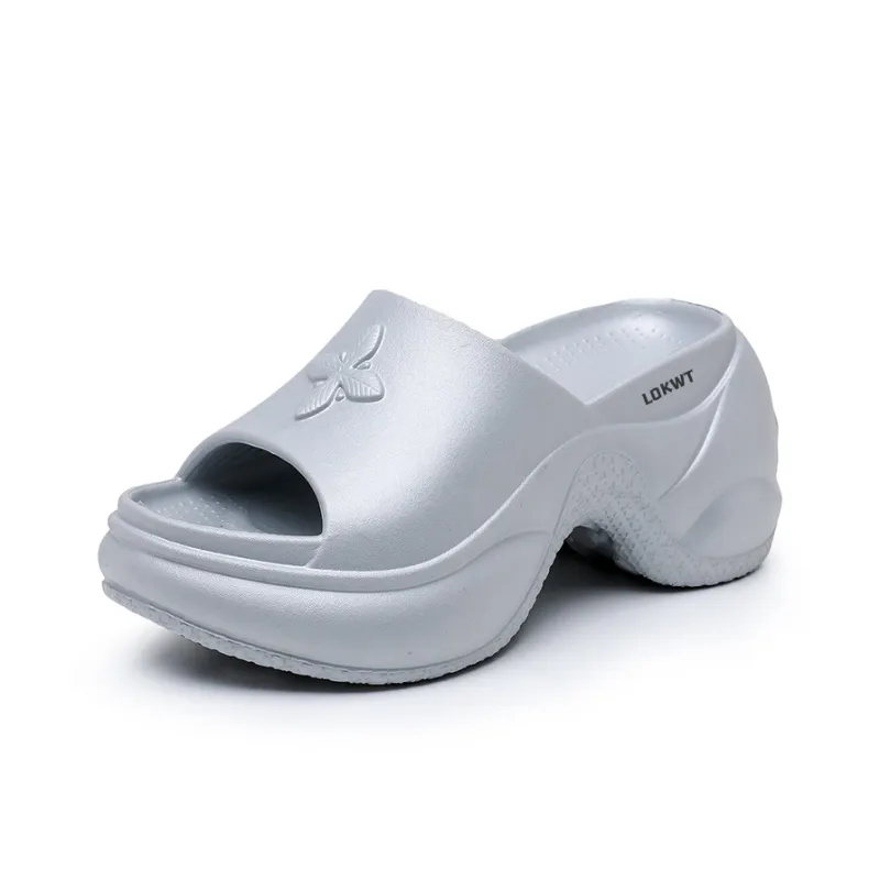 LOKWT Quiet Slip-Resistant Cushioning Slide Slippers Women's Silver-1