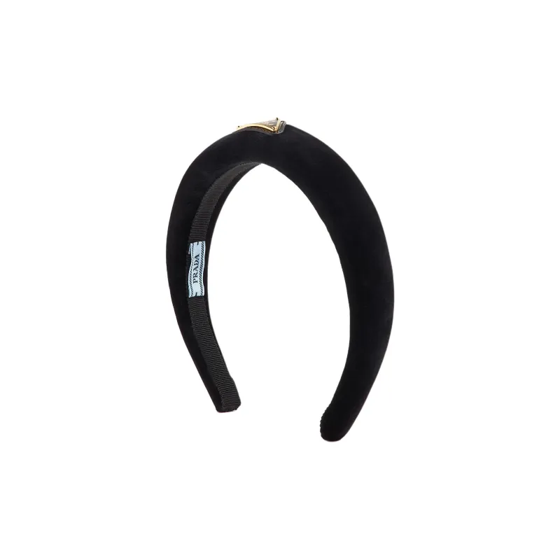PRADA Velvet Fabric Hair Bands Women's Black-1