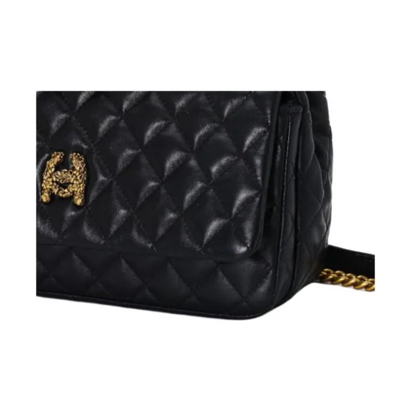 Laurence & Chico Top Grain Cow Leather Portable Crossbody Bag Shoulder Bag Medium Size Women's Black-3