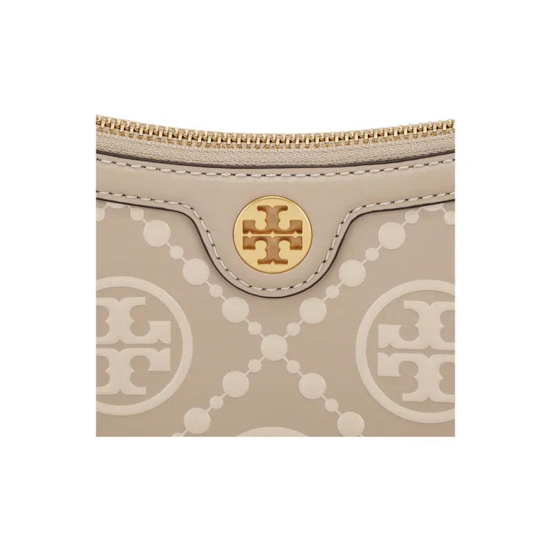 TORY BURCH T Monogram Cowhide Leather Handbag, Shoulder Bag Women's Gray-4