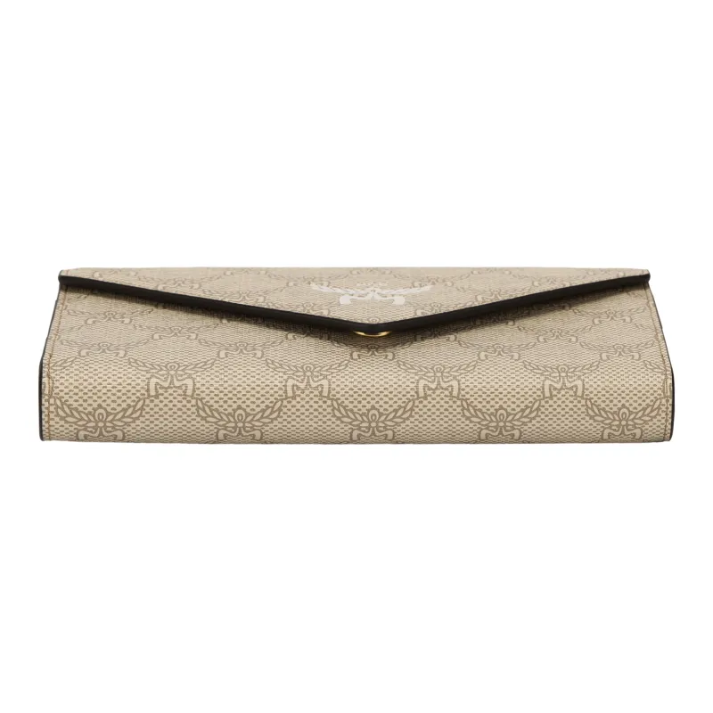 MCM Coated Canvas Crossbody Wallets Large Size Women's Beige-3