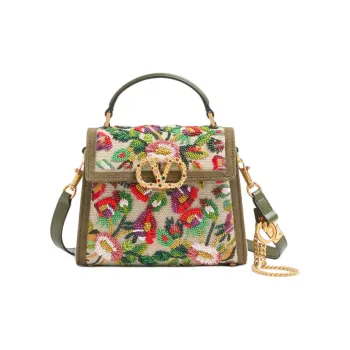 Valentino GARAVANIVSLING Linen Shoulder Bag, Crossbody Bag, Handbag Mini Women's Natural & Multicolor