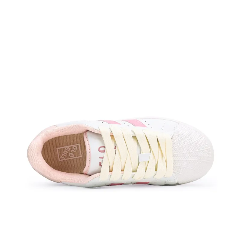 GLO BULL Durable Lightweight And Breathable Low-Top Skateboard Shoes Women's White Pink-3