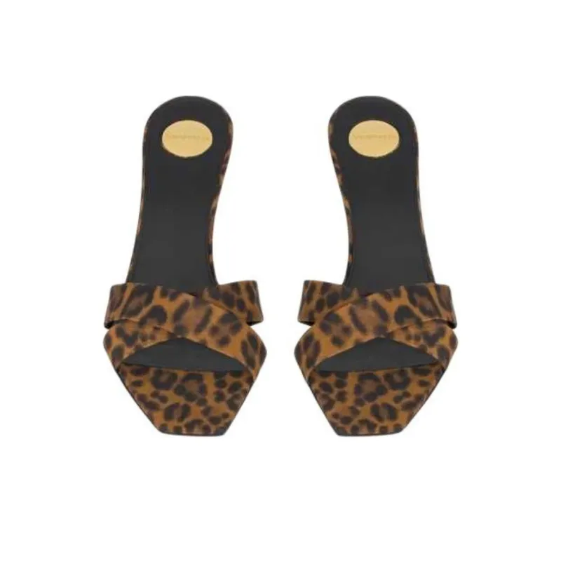 SAINT LAURENT Slide Slippers 7.5cm Women's Brown-3