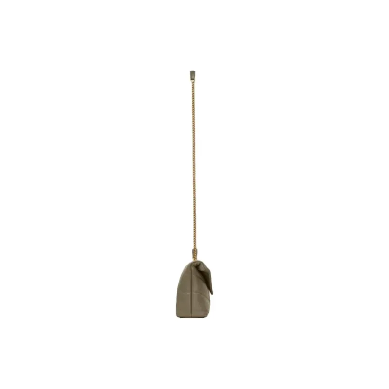 SAINT LAURENT PUFFER Sheepskin Shoulder Bag, Crossbody Bag Mini Women's Dark Moss Green-5