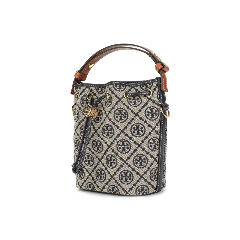 TORY BURCH T Monogram Mini Bucket Bag Navy-1