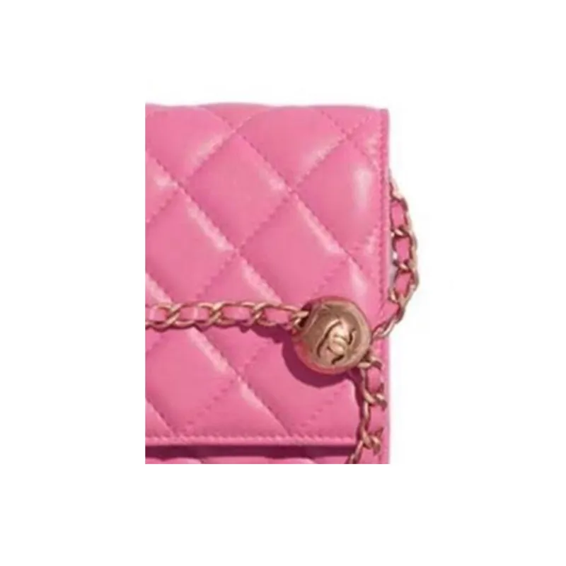 CHANEL WOC Sheepskin Shoulder Bag Wallet On Chain Crossbody Bag Women's Pink-1