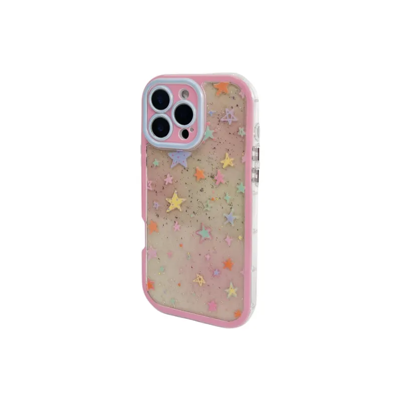 Sopi Acrylic Material Glitter Multicolor Stars Phone Cases Compatible With IPhone 16/15 Pro Max/Apple 13/14 Pro/Max-2