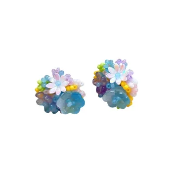 Drejew Blended Gradient Blue Hydrangea Acrylic Stud Earrings Women's