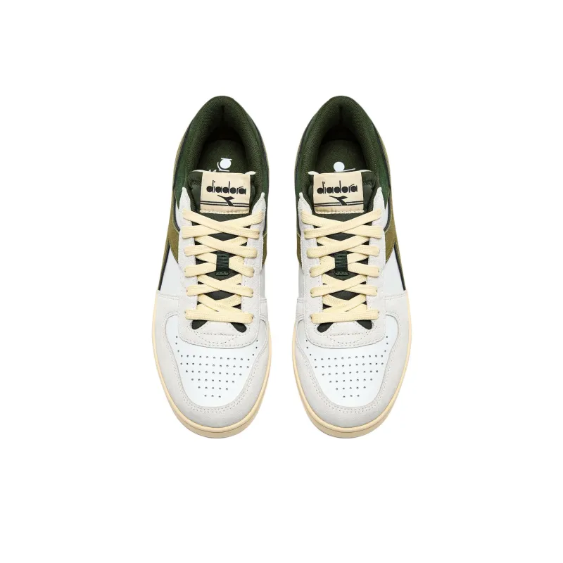 Diadora Magic Basket Anti Slip Wear Resistant Low Top Skateboard Shoes Unisex White Green-3