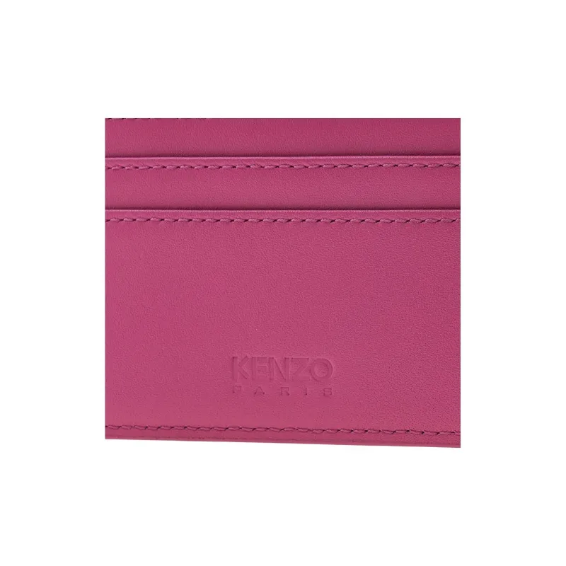 KENZO Cow Leather Card Clip Card Holder Men's Dark Purple Red-4
