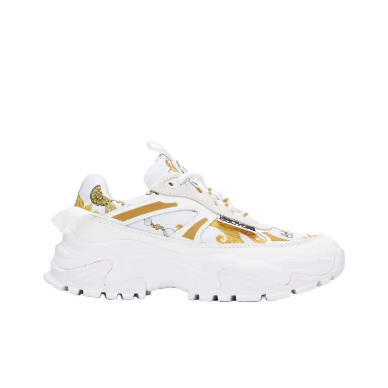 VERSACE JEANS COUTURE Low Top Casual Shoes Women's White Gold-1