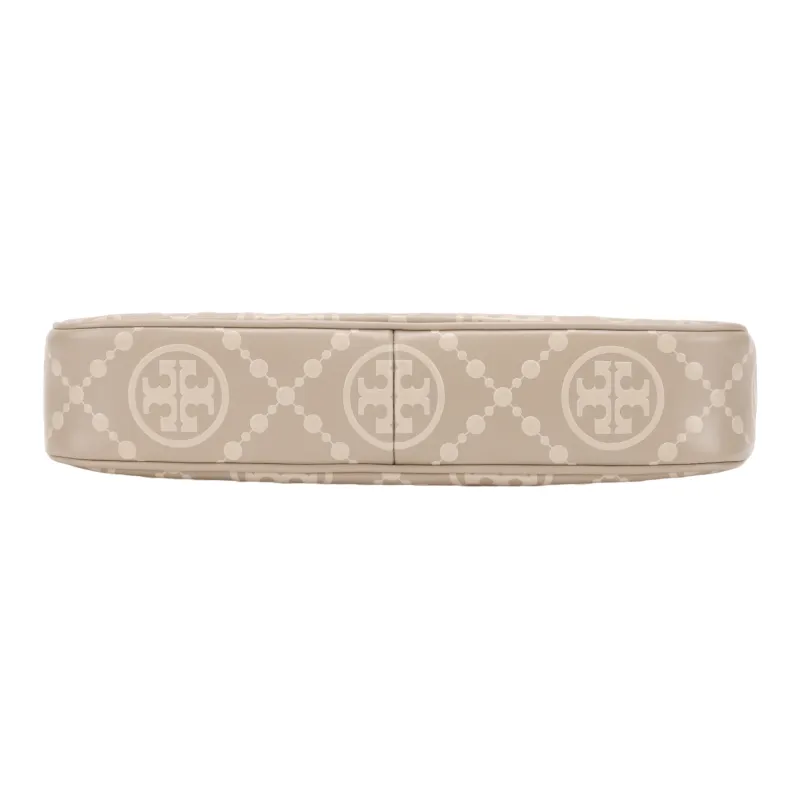 TORY BURCH T Monogram Cowhide Leather Handbag, Shoulder Bag Women's Gray-3