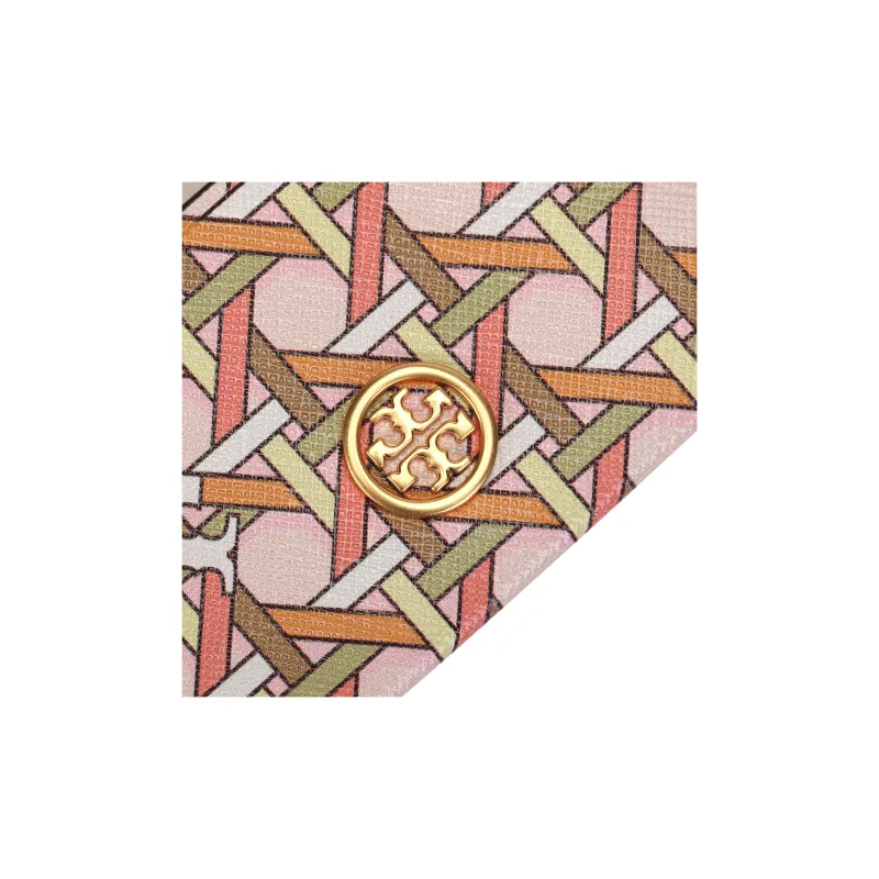 TORY BURCH Litchi Grain Cow Leather Card Holder Women's Brown Multicolor-4