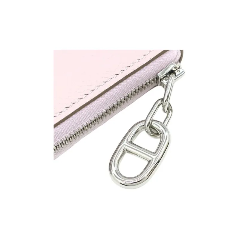 HERMES Evercolor Calfskin Card Holder Women's Light Purple-4