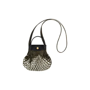 LONGCHAMP Le Pliage Cotton With Cow Leather Trim Handbag Shoulder Bag Crossbody Bag Extra Small Women's Gold
