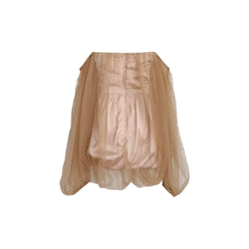 Udon House Long Sleeved Dress Women's Milk Coffee-1