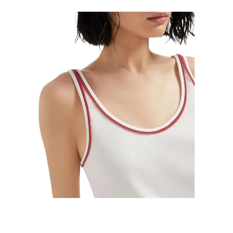Brunello Cucinelli Piped trim Jersey Tank Top-5