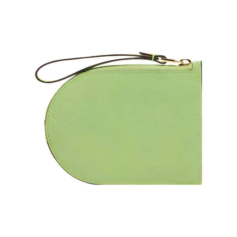 Delvau Pin Taurillon Soft Grain Leather Card Holder Women's Apple Green-2