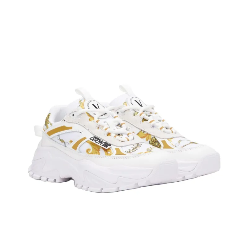 VERSACE JEANS COUTURE Low Top Casual Shoes Women's White Gold-2