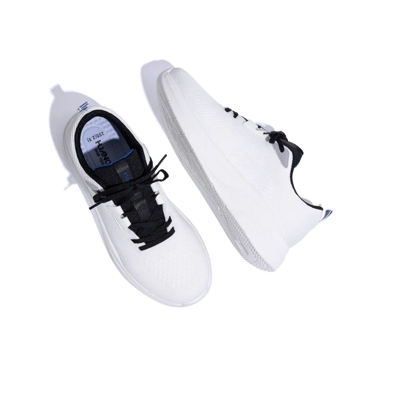 HUANQIU Durable Breathable Lightweight Low-Top Casual Running Shoes Men's White Black-6