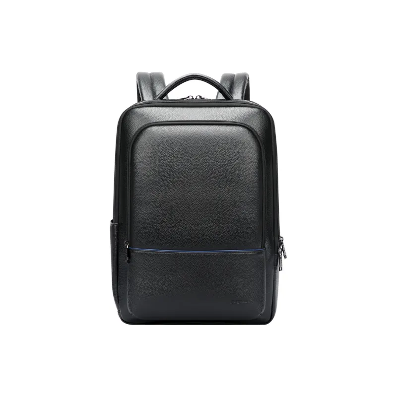 BOPAI Top Grain Cow Leather Laptop Bag Backpack Tubas Men's Black-2