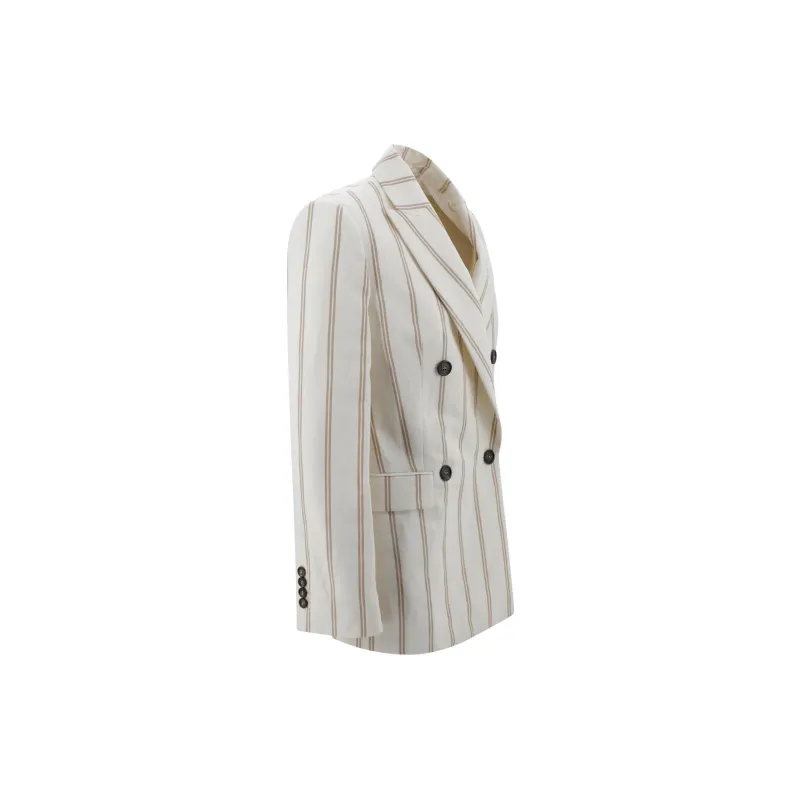 Brunello Cucinelli Double Breasted Striped Blazer-2