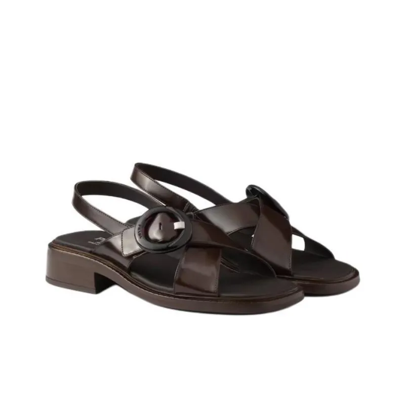 PRADA One Strap Sandals 3.5cm Women's Umber-2