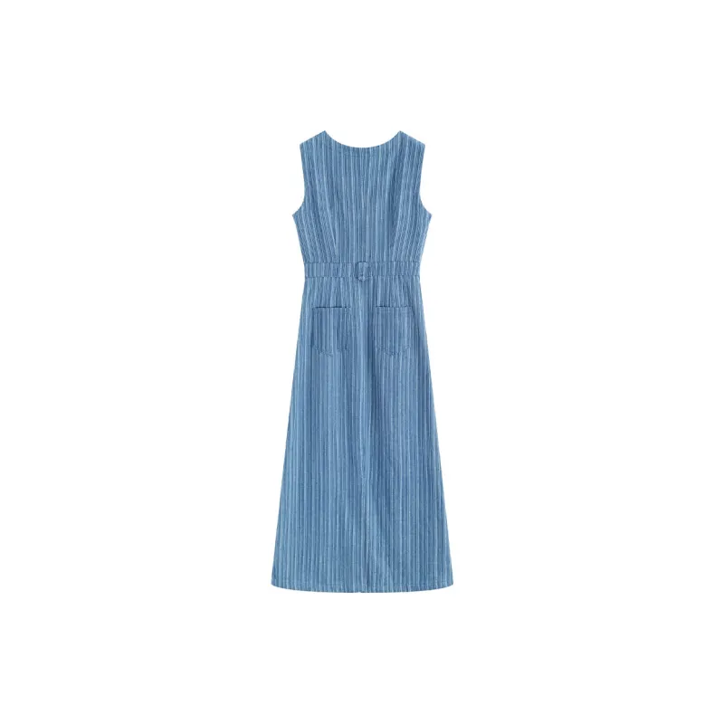 Garbege Sleeveless Dress Women's Blue-1