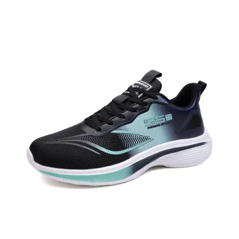 Tonlion Cushioned Slip Resistant Breathable Low Top Running Shoes Men's Black Cyan