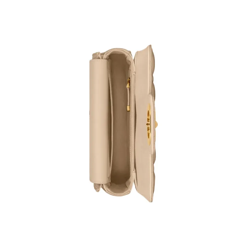 DIOR Jolie Cow Leather Shoulder Bag Crossbody Bag Handbag Small Size Women's Gray Ivory & Blush Beige-3