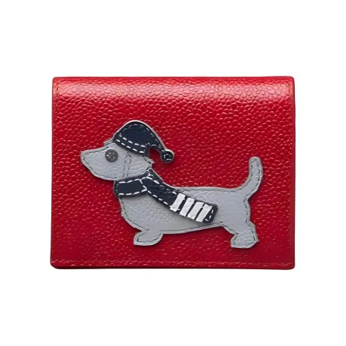 THOM BROWNE· Calfskin Patchwork Full Grain Leather Card Holder Men's Red