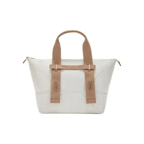 Furla Canvas Bag, Tote Bag, Shopping Bag, Handbag Medium Size Women's White & Umber