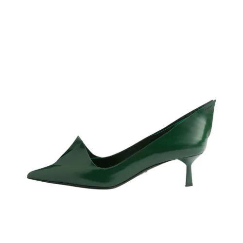 PRADA Brushed Slim Heel High Heels 5.5cm Women's Green
