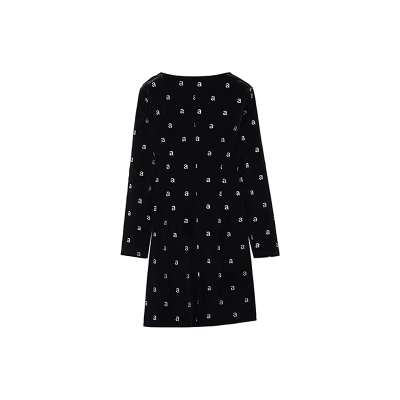 AFGGD Long-Sleeved Dresses Women's Black-1